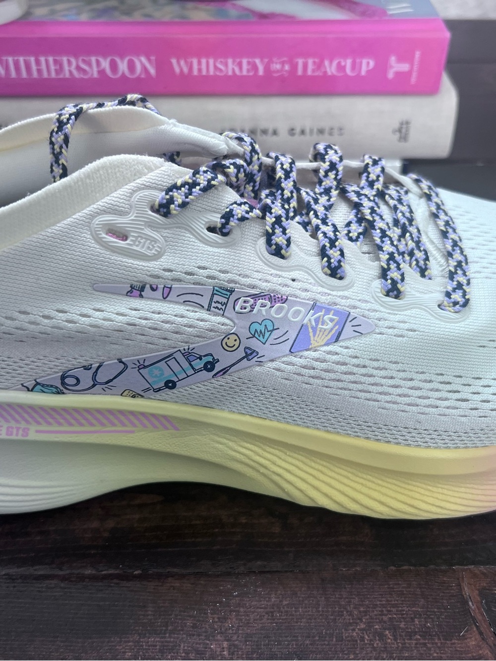 Brooks Women's White Athletic Running Shoes with Pastel Accent
